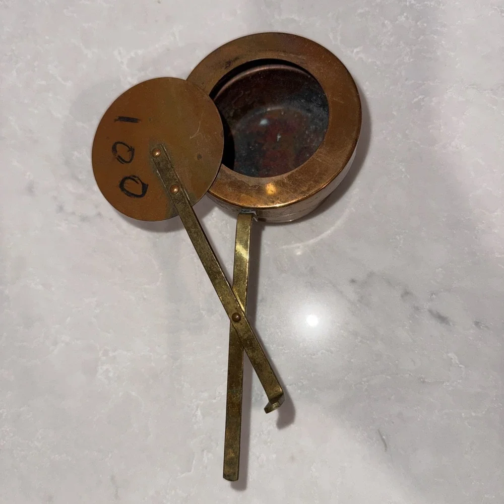 Vintage Copper ~ Brass Swivel Lid Chafing Mini Pot Sterno, Alcohol Flame Heating